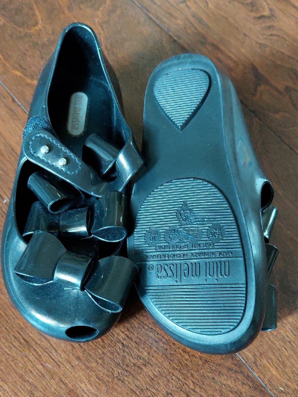 Black with Bows Mini Melissa Shoes